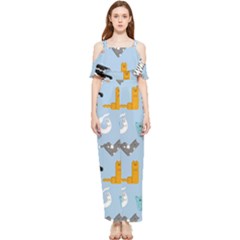 Unusual And Funny Tetris Cats Draped Sleeveless Chiffon Jumpsuit