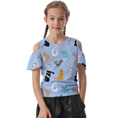 Unusual And Funny Tetris Cats Kids  Butterfly Cutout Tee