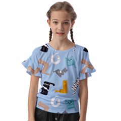 Unusual And Funny Tetris Cats Kids  Cut Out Flutter Sleeves