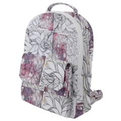 Mixed Media Ink Drawing Flap Pocket Backpack (small) by kaleidomarblingart