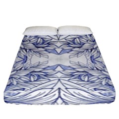 Blue Biro Arabesque  Fitted Sheet (king Size) by kaleidomarblingart