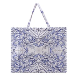 Blue Biro Arabesque  Zipper Large Tote Bag by kaleidomarblingart