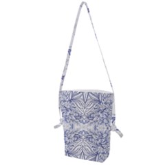 Blue Biro Arabesque  Folding Shoulder Bag by kaleidomarblingart