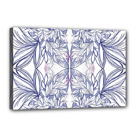 Blue Biro Patterns Canvas 18  X 12  (stretched) by kaleidomarblingart