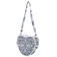 Blue Biro Patterns Heart Shoulder Bag by kaleidomarblingart