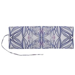 Blue Biro Patterns Roll Up Canvas Pencil Holder (m) by kaleidomarblingart