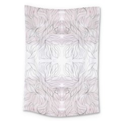 Inked Petals On Pink Large Tapestry by kaleidomarblingart