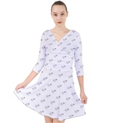 Stylized Bird Cartoon Drawing Pattern Quarter Sleeve Front Wrap Dress by dflcprintsclothing