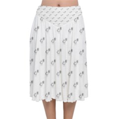 Stylized Bird Cartoon Drawing Pattern Velvet Flared Midi Skirt by dflcprintsclothing