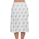 Stylized Bird Cartoon Drawing Pattern Velvet Flared Midi Skirt View2