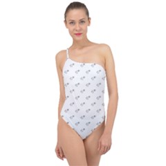 Stylized Bird Cartoon Drawing Pattern Classic One Shoulder Swimsuit by dflcprintsclothing