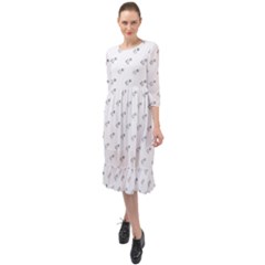 Stylized Bird Cartoon Drawing Pattern Ruffle End Midi Chiffon Dress by dflcprintsclothing