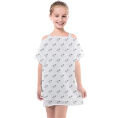 Stylized Bird Cartoon Drawing Pattern Kids  One Piece Chiffon Dress