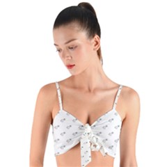 Stylized Bird Cartoon Drawing Pattern Woven Tie Front Bralet