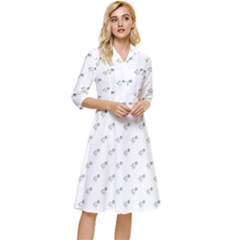 Stylized Bird Cartoon Drawing Pattern Classy Knee Length Dress