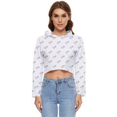 Stylized Bird Cartoon Drawing Pattern Women s Lightweight Cropped Hoodie