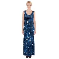 Blue Stars Thigh Split Maxi Dress