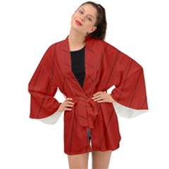 Print Cornell Red Pattern Design Long Sleeve Kimono by dflcprintsclothing