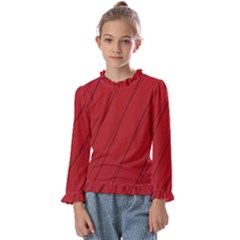 Print Cornell Red Pattern Design Kids  Frill Detail Tee