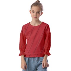 Print Cornell Red Pattern Design Kids  Cuff Sleeve Top