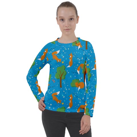 Red Fox In The Forest Women s Long Sleeve Raglan Tee by SychEva