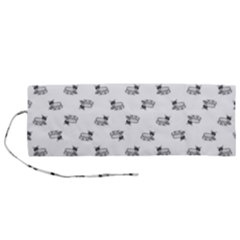 Funny Monster Feline Drawing Motif Pattern Roll Up Canvas Pencil Holder (m) by dflcprintsclothing