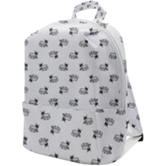 Funny Monster Feline Drawing Motif Pattern Zip Up Backpack by dflcprintsclothing