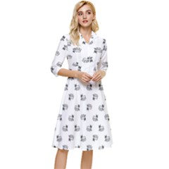 Funny Monster Feline Drawing Motif Pattern Classy Knee Length Dress