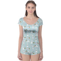 Funny And Funny Hares  And Rabbits In The Meadow Boyleg Leotard  by SychEva