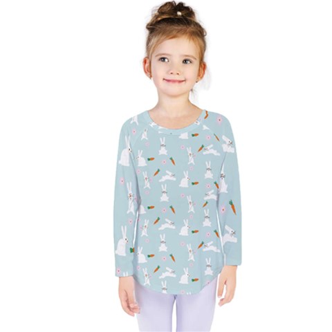 Funny And Funny Hares  And Rabbits In The Meadow Kids  Long Sleeve Tee by SychEva