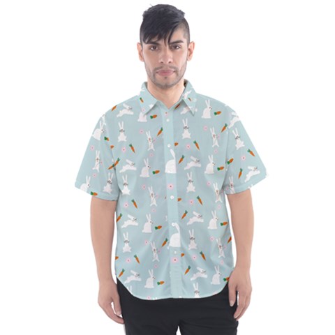 Funny And Funny Hares  And Rabbits In The Meadow Men s Short Sleeve Shirt by SychEva