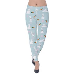 Funny And Funny Hares  And Rabbits In The Meadow Velvet Leggings by SychEva