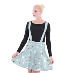 Funny And Funny Hares  And Rabbits In The Meadow Suspender Skater Skirt by SychEva