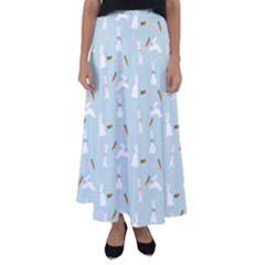 Funny And Funny Hares  And Rabbits In The Meadow Flared Maxi Skirt by SychEva