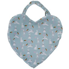 Funny And Funny Hares  And Rabbits In The Meadow Giant Heart Shaped Tote by SychEva