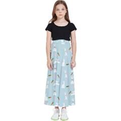 Funny And Funny Hares  And Rabbits In The Meadow Kids  Flared Maxi Skirt