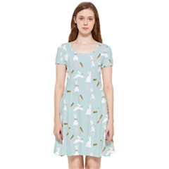 Funny And Funny Hares  And Rabbits In The Meadow Inside Out Cap Sleeve Dress by SychEva