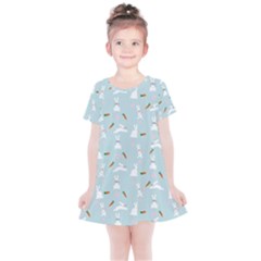 Funny And Funny Hares  And Rabbits In The Meadow Kids  Simple Cotton Dress by SychEva