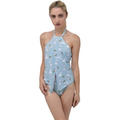 Funny And Funny Hares  And Rabbits In The Meadow Go With The Flow One Piece Swimsuit by SychEva