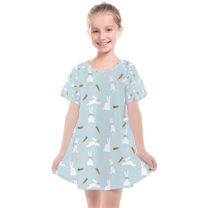 Funny And Funny Hares  And Rabbits In The Meadow Kids  Smock Dress