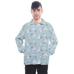 Funny And Funny Hares  And Rabbits In The Meadow Men s Half Zip Pullover by SychEva