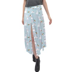 Funny And Funny Hares  And Rabbits In The Meadow Velour Split Maxi Skirt by SychEva