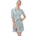 Funny And Funny Hares  And Rabbits In The Meadow Belted Shirt Dress View1