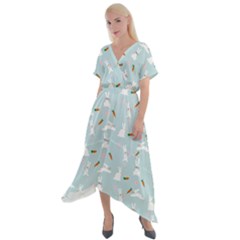 Funny And Funny Hares  And Rabbits In The Meadow Cross Front Sharkbite Hem Maxi Dress by SychEva