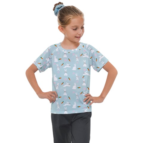 Funny And Funny Hares  And Rabbits In The Meadow Kids  Mesh Piece Tee by SychEva