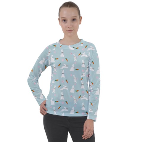 Funny And Funny Hares  And Rabbits In The Meadow Women s Long Sleeve Raglan Tee by SychEva