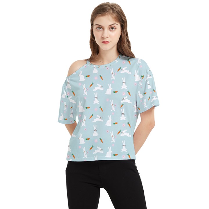 Funny And Funny Hares  And Rabbits In The Meadow One Shoulder Cut Out Tee