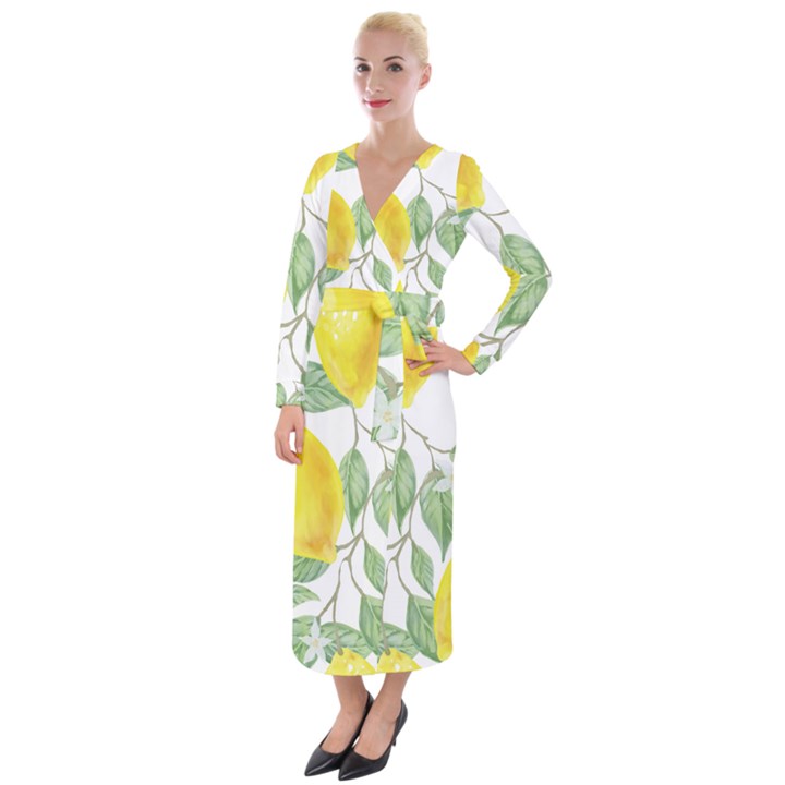 Vintage Lemons Velvet Maxi Wrap Dress