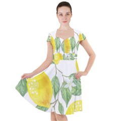 Vintage Lemons Cap Sleeve Midi Dress