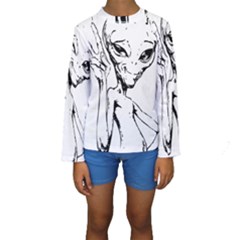 Paul Alien Kids  Long Sleeve Swimwear by KenArtShop